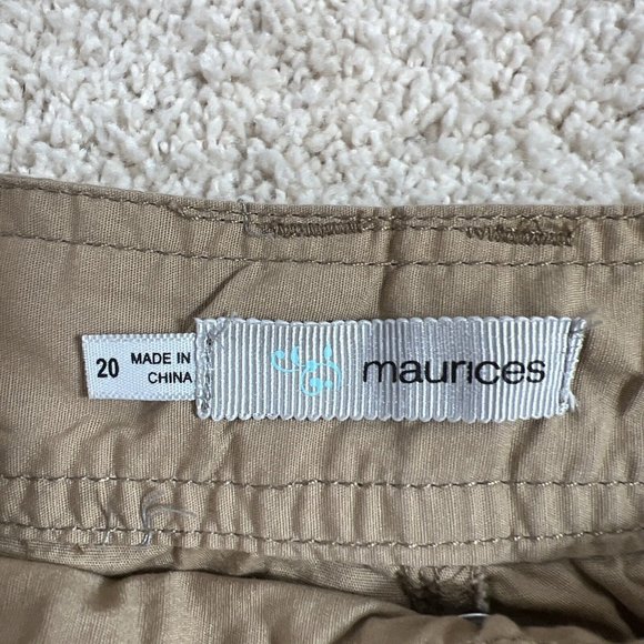 Maurices Womens Shorts Size 20 Brown Kaki Cuffed Belted NWT - Picture 4 of 13